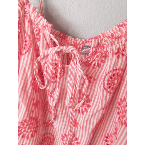 Aerie NWT Pink Striped Embroidered Tie Strap Tank Top Women’s Small - Picture 5 of 10